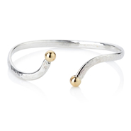 BA004 LV Bangle, Silver, Two 9ct Gold Beads